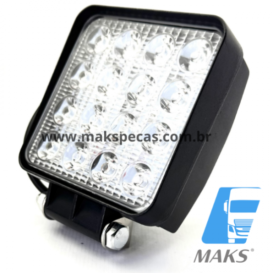 GLH00003 - Farol de Milha Led 48w 16 Led para veículos de passeio, 4x4, caminhões, ônibus, UTVs, quadriciclos, maquinas agrícolas, outros