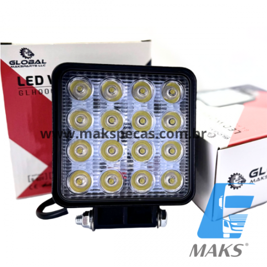 GLH00003 - Farol de Milha Led 48w 16 Led para veículos de passeio, 4x4, caminhões, ônibus, UTVs, quadriciclos, maquinas agrícolas, outros