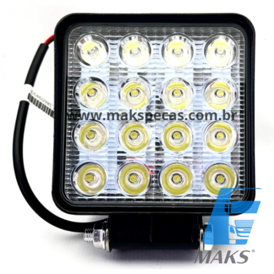 GLH00003 - Farol de Milha Led 48w 16 Led para veículos de passeio, 4x4, caminhões, ônibus, UTVs, quadriciclos, maquinas agrícolas, outros