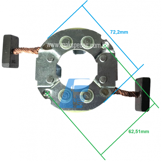 PEM8671 - ​Porta escovas partida Mitsubishi M008T61671. Aplicação Iveco 504025884 24V 10 dentes. Lester 30221.