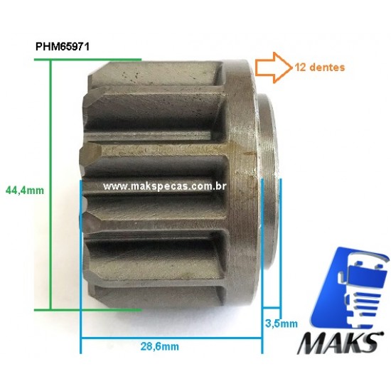 PHM65971 - Kit pinhão para motor de partida Mitsubishi M009T65971 12 dentes Scania 2029376