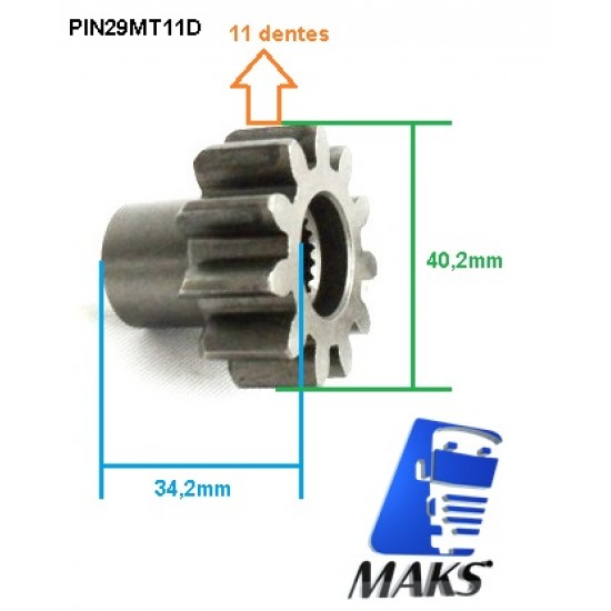 PIN29MT11D - Kit Pinhão para motor de partida Delco Remy 29MT 11 dentes