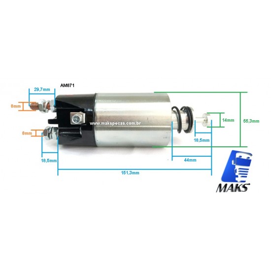 AM860871 - Rele de Partida (Automatico /solenóide) para motor de partida Mitsubishi M008T60871 24V Aplicação: Volvo, MAN, VW, Caterpillar 