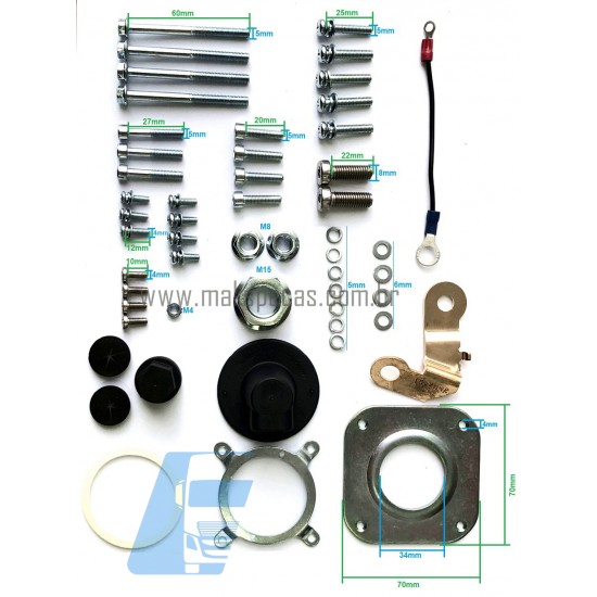 KIT8165 - Kit completo de fechamento para alternador modelo Prestolite 53160023, 24V, 150A, aplicação Scania