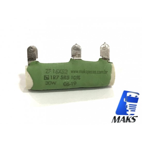 R1R75R5 - 1R7 5R5 Resistor cerâmico de fio enrolado cimentado com três conexões de aba ZF 16 X 52 1R7 5R5 10% 30W