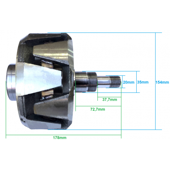 ROT6499 - Rotor para alternador modelo Mitsubishi A009TU6499 24V 150A. Scania