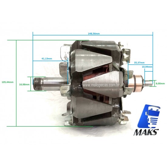 ROT8891 - Rotor para alternador eletrônico tipo Mitsubishi A003TA8891 A3TA8891 24V 80A,  Volvo 20804899