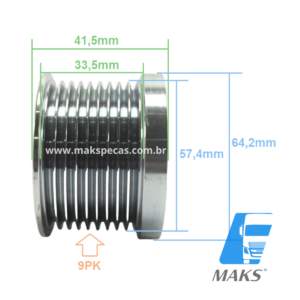 POL380- Polia 9PK para alternador Mercedes-Benz A0001508950 SEG 0124655380 - Imagem 4