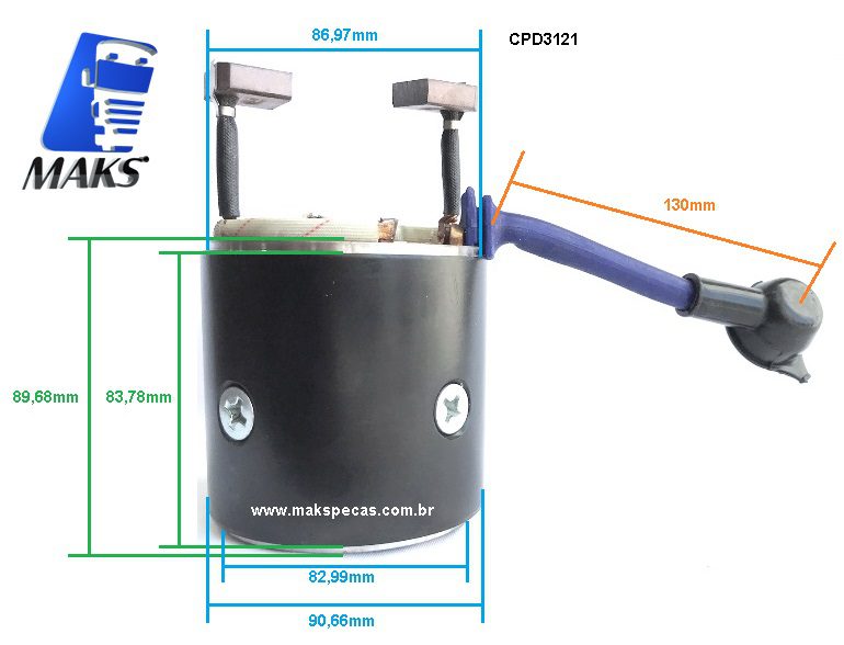 CPD3121 - Carcaça polar completa para motor de partida modelo Denso 128000-3121, 12V 2.5Kw, 13 Dentes. Aplicação CASE  1987559C1, 86982709, A170746, Cummins.