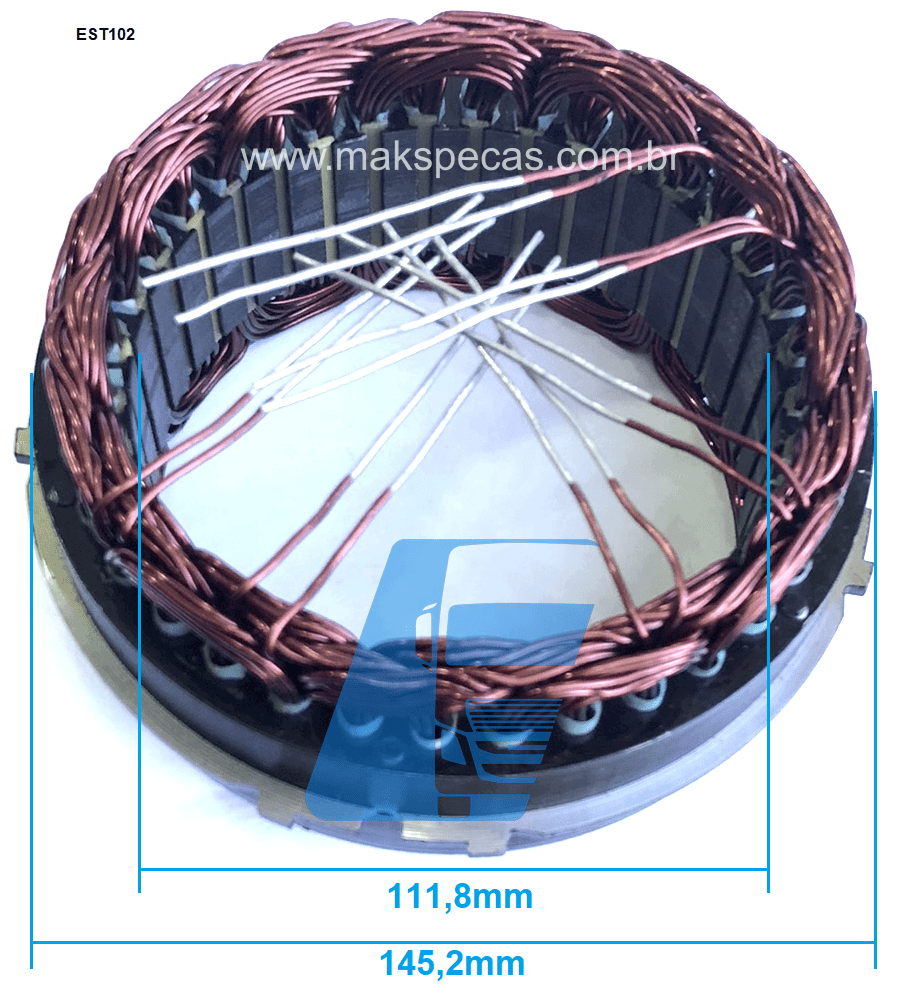 EST102 - Estator para alternador modelo Bosch 0124655102 24V 150A, Volvo FH