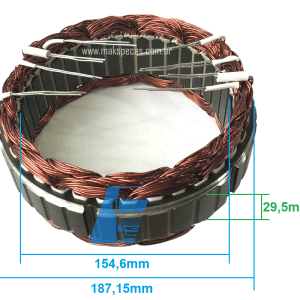 EST6499 - Estator para alternador modelo Mitsubishi A009TU6499 24V 150A. Scania