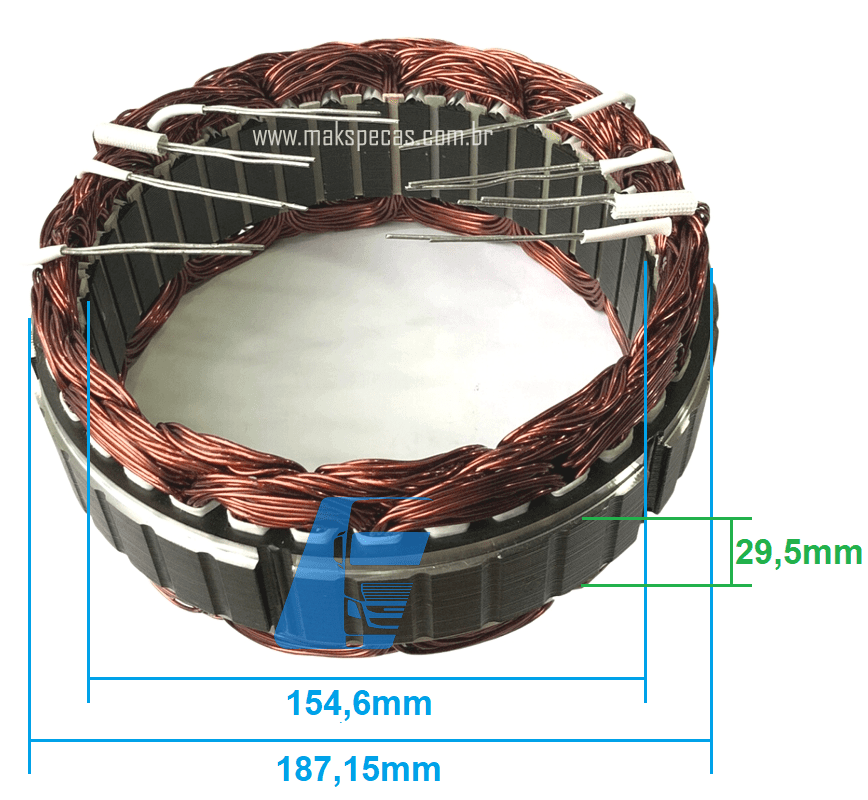 EST6499 - Estator para alternador modelo Mitsubishi A009TU6499 24V 150A. Scania