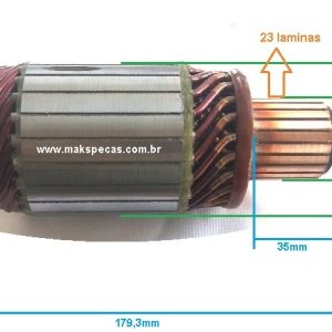 IND002S - Induzido mod 2004 015 007 , para motor de partida Bosch 0001261002 Scania Série 3/4/5