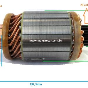 IND39MT - Induzido motor de partida Delco Remy 8200519, MBB Axor, 2035, 2040, 2044, 2540, 2044, 2540, 2544, 2640, 2644, 3340, 4140, O500RS, RSD, OM457LAE, outros.