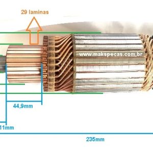 INDKBC022 - Induzido para motor de partida Bosch ou Delco Remy KB ( PEQUENO ) 24V