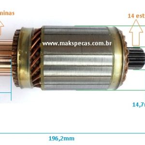 INDM472 - Induzido para motor de partida Mitsubishi Série M9 7,5KW 24V, Mercedes Benz, Isuzu, Jonh Deere