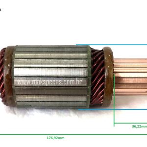 INDM8671 - Induzido partida Mitsubishi M008T61671. Aplicação Iveco 504025884 24V 10 dentes. Lester 30221.