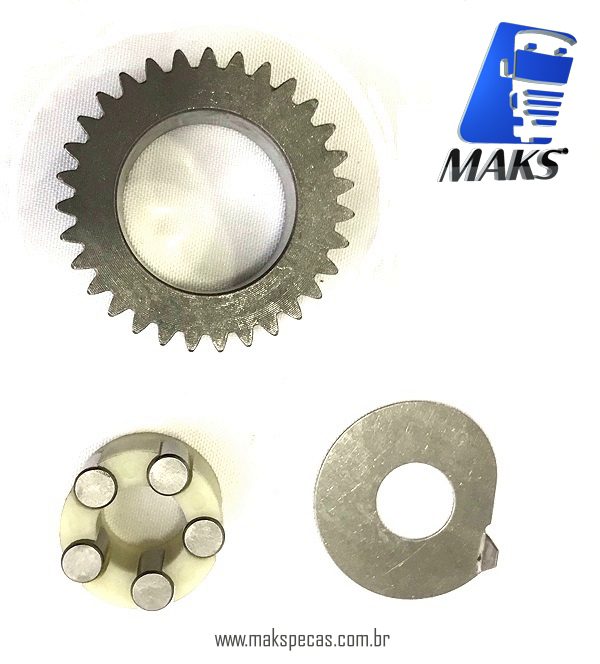 ENG5641 - Kit engrenagens e rolamento para motor de arranque modelo Denso 24V, 4,5Kw. Aplicação Iveco, Case, Caterpillar, New Holand, Toyota