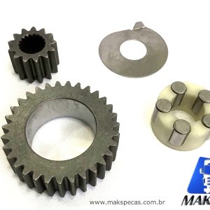 ENG7550 - Kit engrenagens e rolamento da planetária do motor de arranque modelo Denso N940, 2280007550, STR70278, 24V 5,5KW Iveco, Case, Caterpillar, outros.