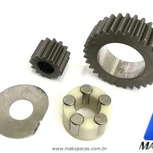 ENG7550 - Kit engrenagens e rolamento da planetária do motor de arranque modelo Denso N940, 2280007550, STR70278, 24V 5,5KW Iveco, Case, Caterpillar, outros.