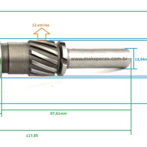 KPM55 - Kit Planetária sem impulsor para motor de partida tipo Mitsubishi Linha M9 5.5kW. Diversas aplicações, consulte a lista abaixo.
