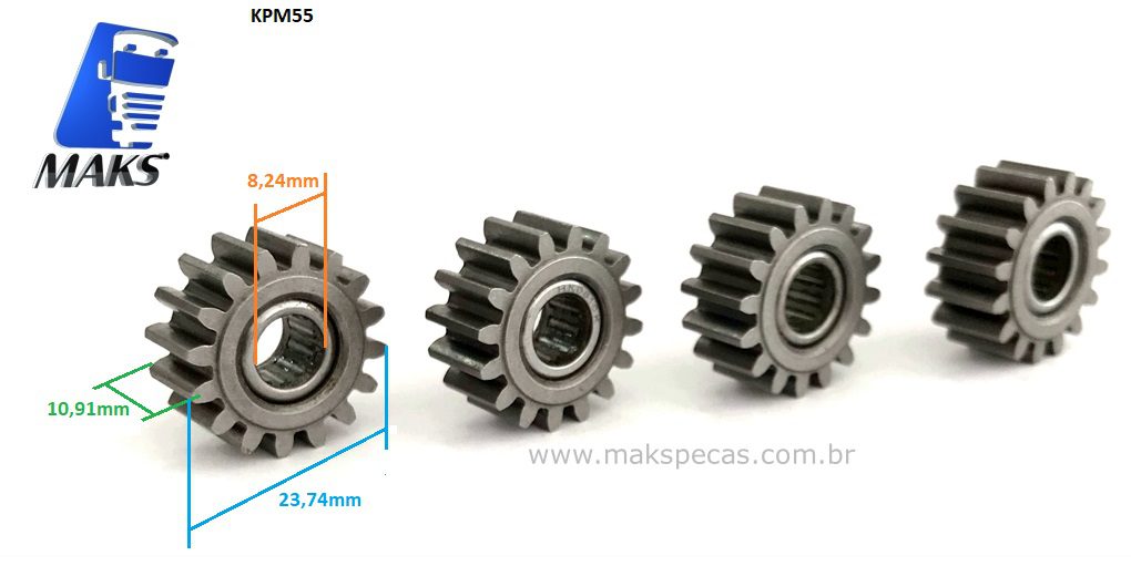 KPM55 - Kit Planetária sem impulsor para motor de partida tipo Mitsubishi Linha M9 5.5kW. Diversas aplicações, consulte a lista abaixo.