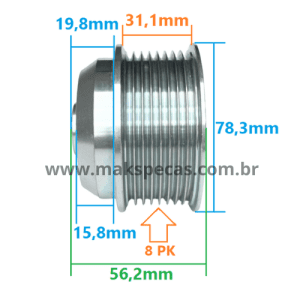 POL6393 - Polia para alternador Mitsubishi A004TR6393 24V 110A Volvo FH12, FM12, FMX12