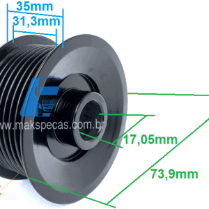 POL8892 - Polia para alternador Mitsubishi A003TA8892, aplicação Volvo VM 17 VM 21 VM 24 VM 310