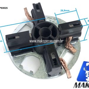 PE002S - Porta escovas (2004336100) para motor de arranque (partida) Bosch F042002135, (mesmo 0001261002 Geração 2) HXF95-L 24V. Aplicação Scania Highline série 3/4/5.