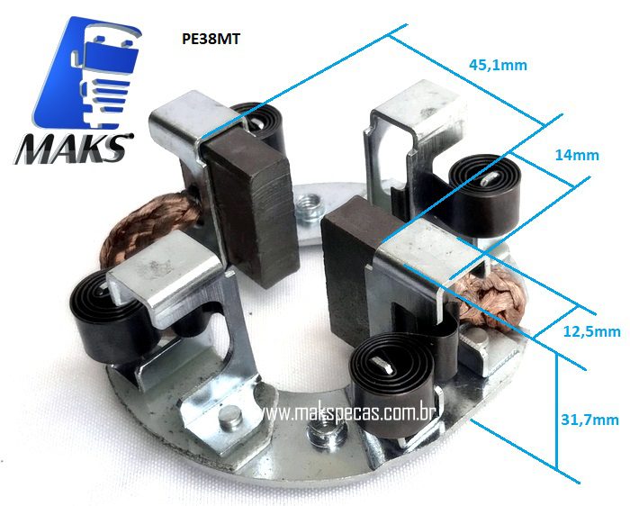 PE38MT - Porta escovas para motor de arranque modelo Delco Remy 38MT 24V, 10528064. Volvo, Ford, Volkswagem, Case, Cummins, Scania, Outros.
