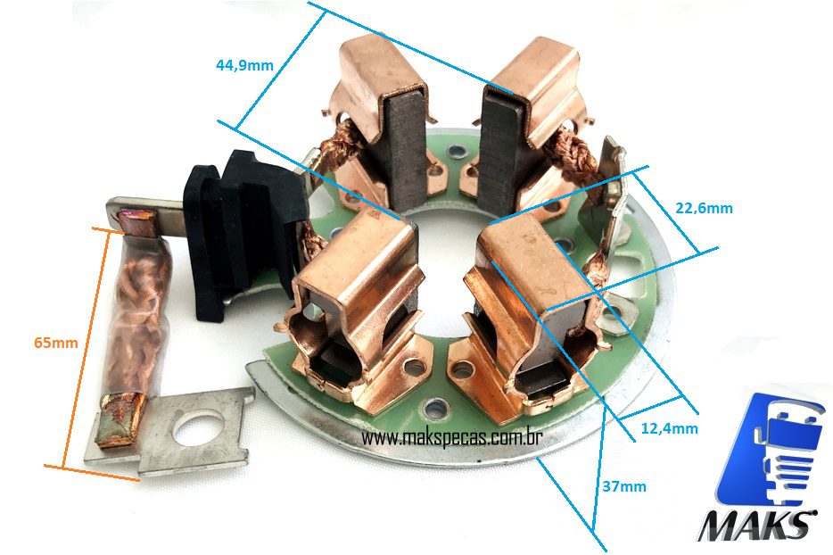 PELB012 - Porta escovas para motor de arranque modelo Bosch 0001330012, 0001330067, 0001330068 24V 6,0Kw, 12 Dentes, LIEBHERR