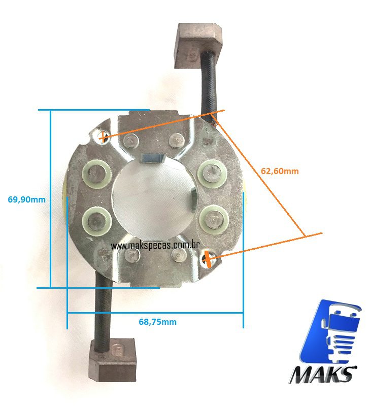 PEM8 - Porta escovas para motor de arranque modelo Mitsubishi série M8, 5,0kW, 24V. Aplicação Caterpillar , MAN, Kobelco