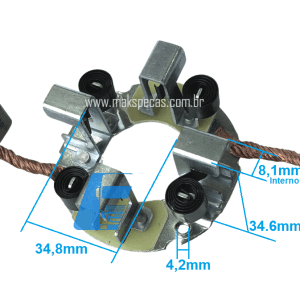 PEM8671 - Porta escovas partida Mitsubishi M008T61671. Aplicação Iveco 504025884 24V 10 dentes. Lester 30221.