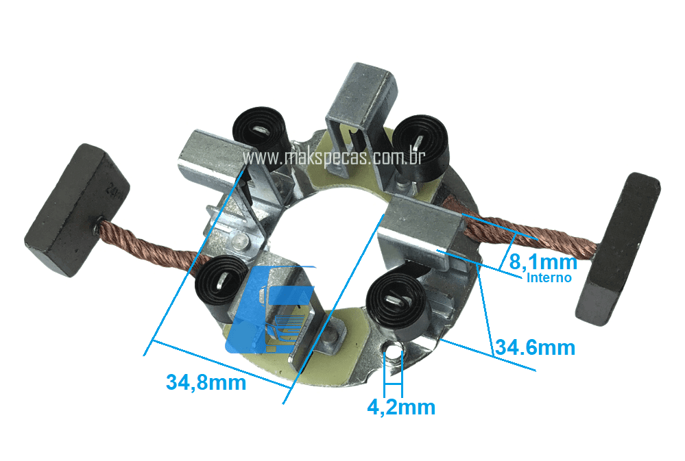 PEM8671 - Porta escovas partida Mitsubishi M008T61671. Aplicação Iveco 504025884 24V 10 dentes. Lester 30221.