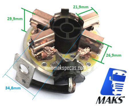 PES4001 - Porta escovas para motor de arranque modelo Bosch F042002135, (mesmo 0001241001 Geração 1) HEF95-L24V, LESTER 19795.