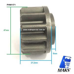PHM1171 - Kit Pinhão 12 dentes para motor de partida mitsubishi M009T61171, Volvo FH, outros