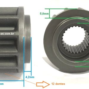PHM20171 - Kit Pinhão  12 dentes para motor de partida tipo Mitsubishi M009T20171. Aplicação MBB Axor, Atron, Actron, Citaro, outros