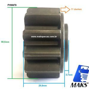 PHM479 - Kit pinhão motor de arranque modelo Mitsubishi M009T82479 24V 7.5Kw, 11 dentes, CUMMINS, Case, Caterpillar