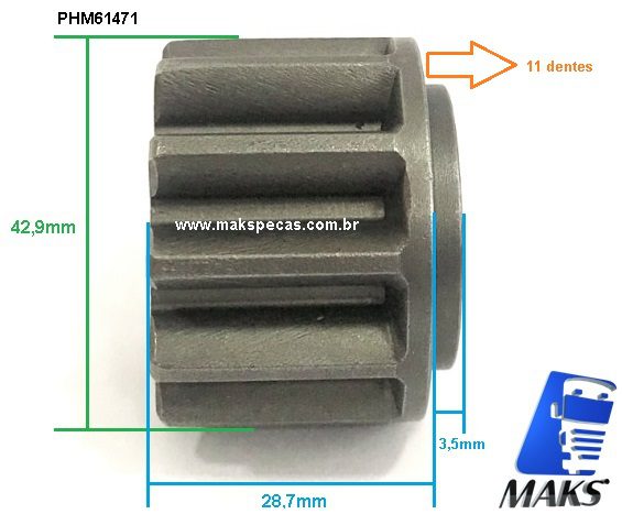 PHM61471 - Pinhão  para motor de arranque modelo Mitsubishi M009T61471 Volvo FM