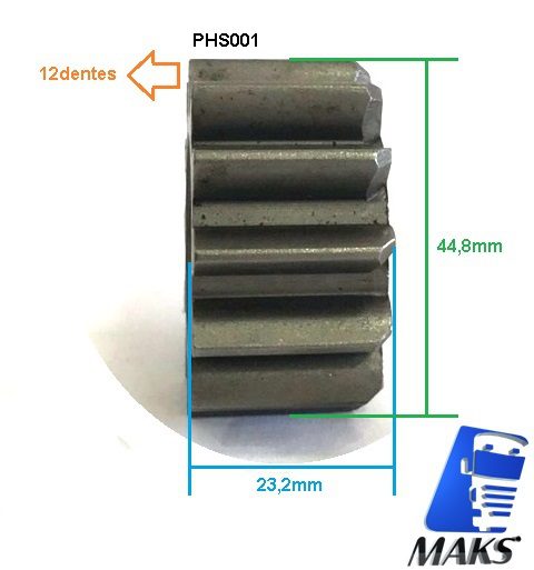 PHS001 - Kit pinhão para motor de partida tipo Bosch 0001241001, 0001261002. Aplicação Scania Highline Série 3/4/5 Highline, outros