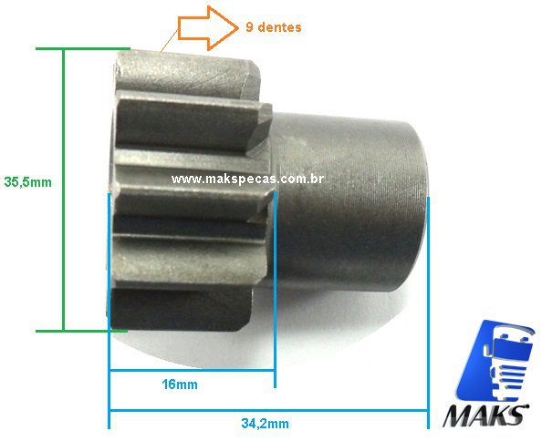 PIN29MT9D - Kit Pinhão para motor de partida Delco Remy 29MT 9 dentes