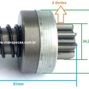 PINH105 - Pinhão impulsor para motor de partida Bosch JF, várias aplicações.