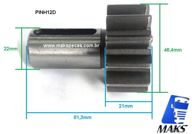 PINH12D - Pinhão para motor de partida Bosch KB 9000084024 12 dentes Mafersa