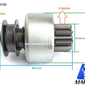 PINH1722 - Pinhão impulsor para partida Delco Remy 28MT 10479650 MBB1722