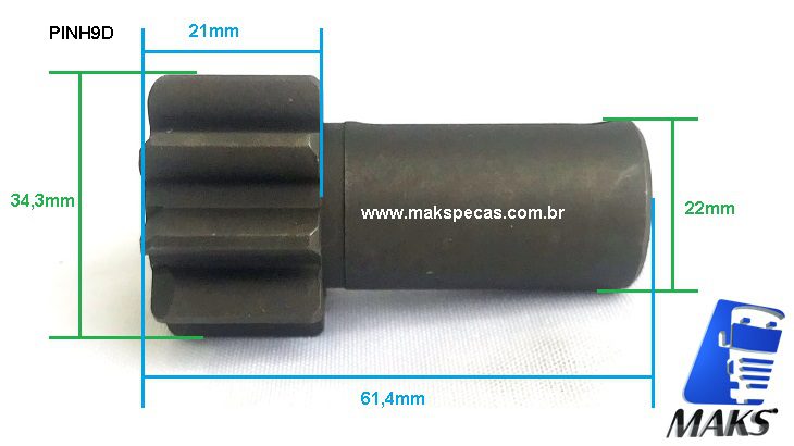 PINH9D - Pinhão para motor de arranque Bosch KB 2006382020, 2006382150, 2006382176, 2006383150, 9 dentes MBB