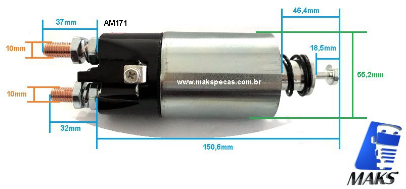 AM171 - Automático para motor de partida Mitsubishi M009T61171, M009T62572ZA , M009T62671 24V Volvo FH, outros.(Ref ZM-2897 Bosch 1987BE2023)