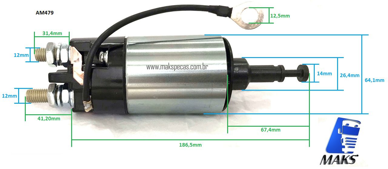 AM479 - Automatico (Relé de partida)  para motor de arranque modelo Mitsubishi M009T82479 24V 7.5Kw, 11 dentes, CUMMINS 3103914