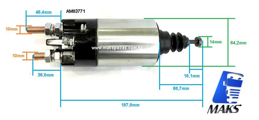 AM83771 - Automatico (Rele de partida) motor de arranque tipo Mitsubishi M009T83771 24V 7,0KW 12dentes
