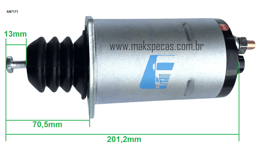 AN7171 - Automático (Rele de partida) aplicação Nikko 230007171 24V 7.5Kw, 15 dentes. Mitsubishi S12R S16R 15T