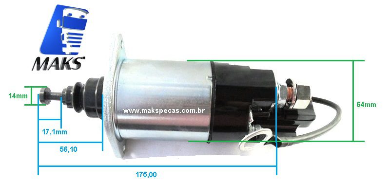 AUT39MT - Automático (Solenoide) para motor de partida Delco Remy 8200519, MBB Axor, 2035, 2040, 2044, 2540, 2044, 2540, 2544, 2640, 2644, 3340, 4140, O500RS, RSD, OM457LAE, outros.